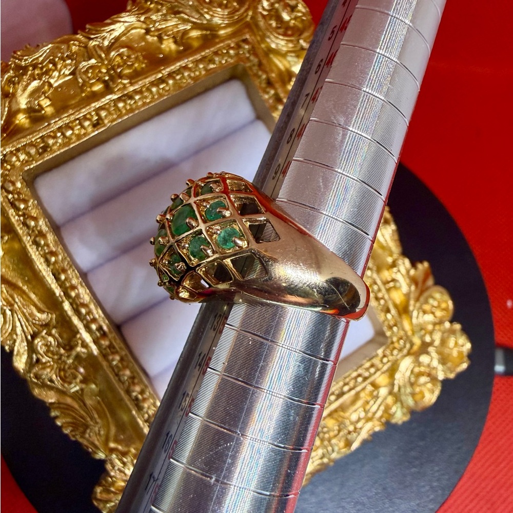 Ross-Simons Sterling silver Dome Ring with emerald Green Stones - Picture 8 of 10
